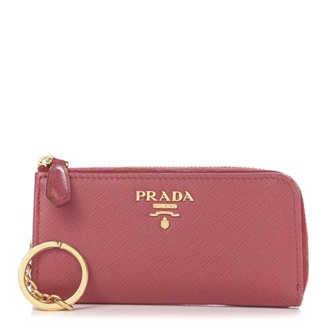 prada saffiano leather zip around keychain|PRADA Saffiano Metal Zip Around Key Holder Peonia.